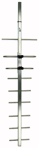 UHF DTV 9 element dual-dipole Yagi, stainless steel, 520-820MHz, specify 15 Ch, 100W, 10.5dBd – 1.2m